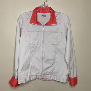 NIKE Jacket Cream Coral Zip Front Light Weight Boxy Fit Large (12-14)
